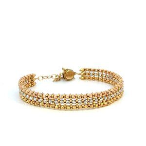 Unique D’orica 18K Tri-Color Gold Beaded Orion Bracelet 7.5" Approx